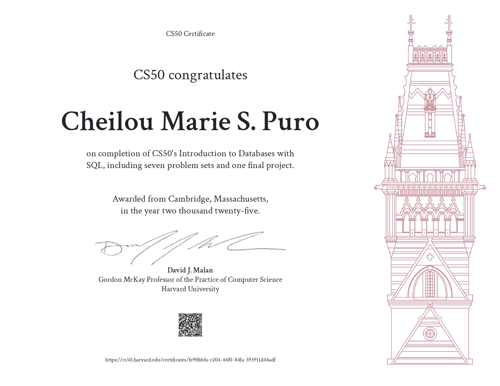 CS50 SQL Certificate